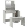 vidaXL Dressing Table Set With LED Concrete grey Engineered wood Medium