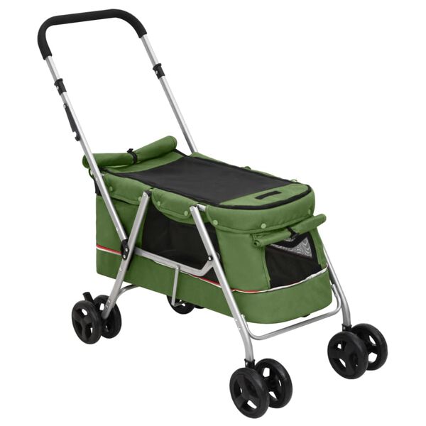 vidaXL Dog Stroller Green Linen fabric 39.4 x 19.3 x 37.8 in Foldable