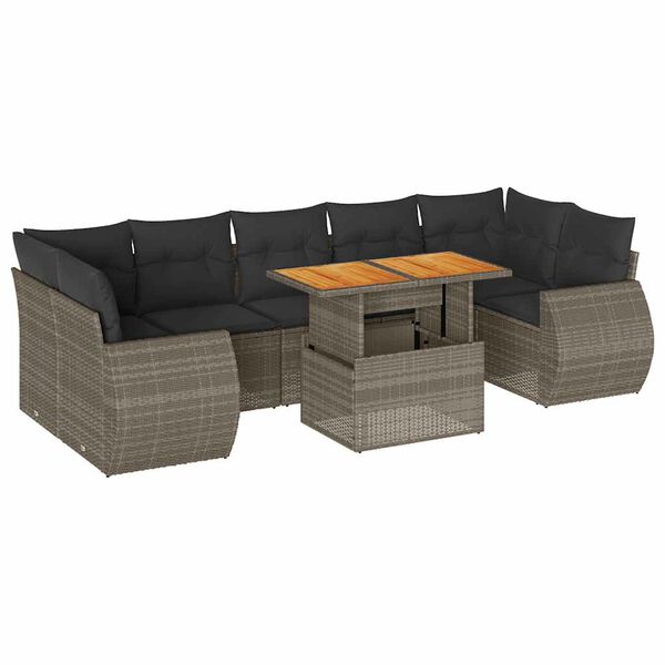 vidaXL Garden Sofa Set Grey, Dark Grey PE rattan Large Height-Adjustable