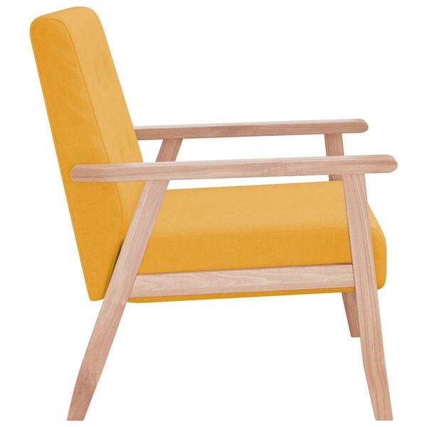 vidaXL Armchair Yellow Polyester and Wood Single Armchair Rectangular