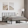 vidaXL Bed Frame Black Powder-Coated Steel Double Bed Frame