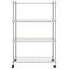 vidaXL 4-Tier Storage Shelf with Wheels 35.4x13.8x55.9" Chrome 440.9 lb