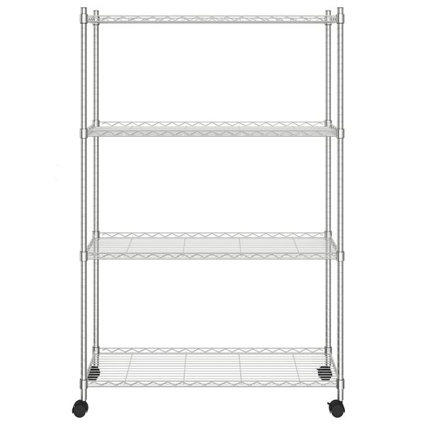 vidaXL 4-Tier Storage Shelf with Wheels 35.4x13.8x55.9" Chrome 440.9 lb