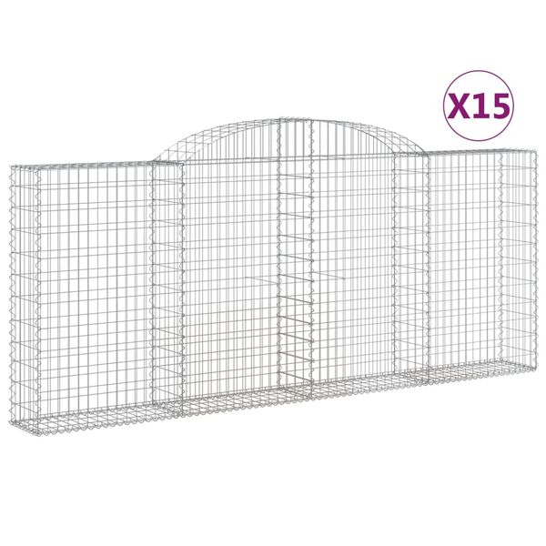 vidaXL Gabion Basket Set of 15 Silver Galvanized Iron