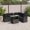 vidaXL Garden Sofa Set Black PE rattan, powder-coated steel, tempered glass