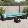 vidaXL Patio Lounge Set Black PE rattan, powder-coated steel, tempered glass
