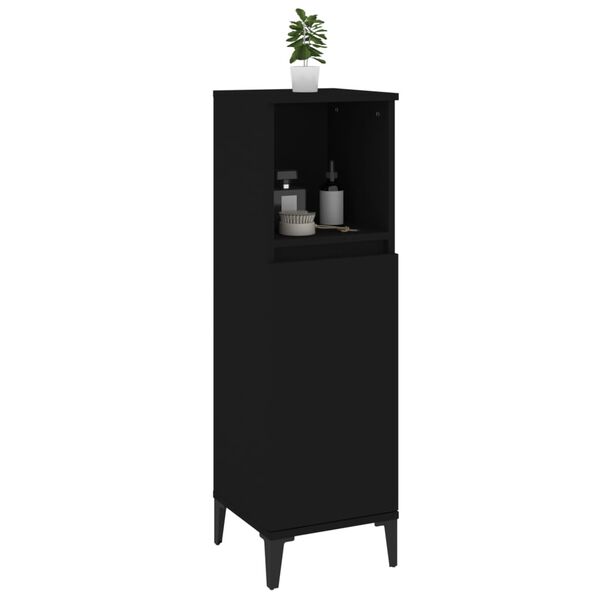 vidaXL Bathroom Cabinet Black Engineered wood, Metal Standard