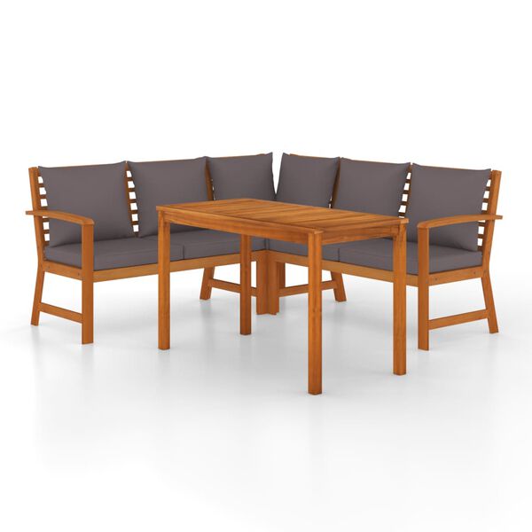 vidaXL Patio Dining Set Natural wood & Dark Grey