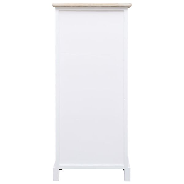 vidaXL Side Cabinet White and wood color Paulownia wood