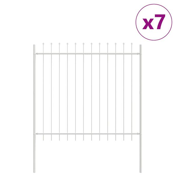 vidaXL Garden Fence 7 pcs White 39.04 x 4.92 ft Powder-coated Steel