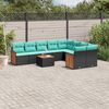 vidaXL 10 Piece Garden Sofa Set with Cushions Black Poly Rattan