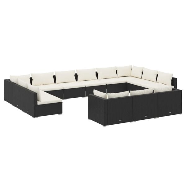 vidaXL Garden Lounge Set Black, Cream