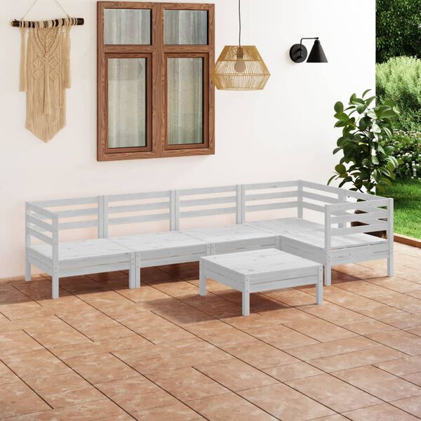 vidaXL Garden Lounge Set White Solid pinewood Large Modular