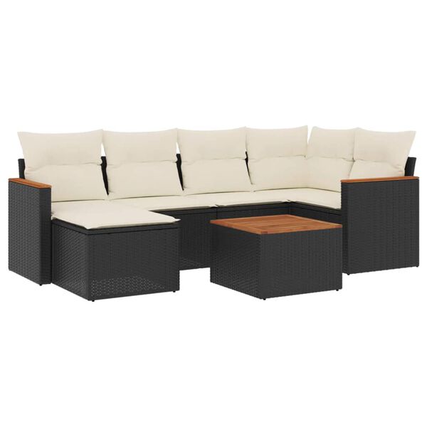vidaXL Garden Sofa Set Black and Cream White