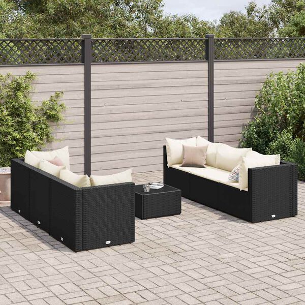 vidaXL Patio Lounge Set Set of 6 Black and Cream White