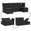 vidaXL Garden Sofa Set Black PE Rattan, Powder-Coated Steel, Polyester