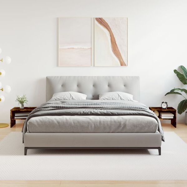 vidaXL Bedside Cabinet Set of 2 Smoked Oak Engineered Wood