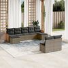 vidaXL Garden Sofa Set Grey PE Rattan 9 Piece Adjustable Feet
