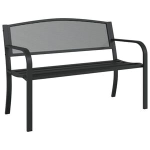 vidaXL Garden Bench Black Powder-Coated Steel Standard Durable