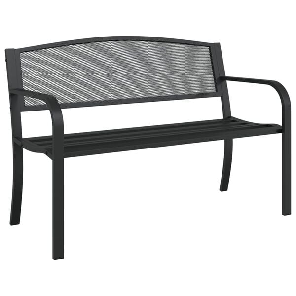 vidaXL Garden Bench Black Powder-Coated Steel Standard Durable