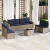 vidaXL 9 Piece Patio Sofa Set with Cushions Gray Poly Rattan