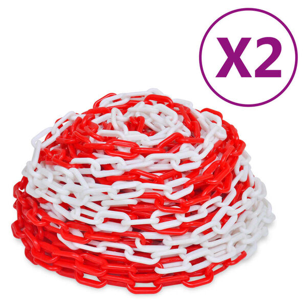 vidaXL Warning Chains 2 pcs Red and White Plastic 98.4 '(2x141816)