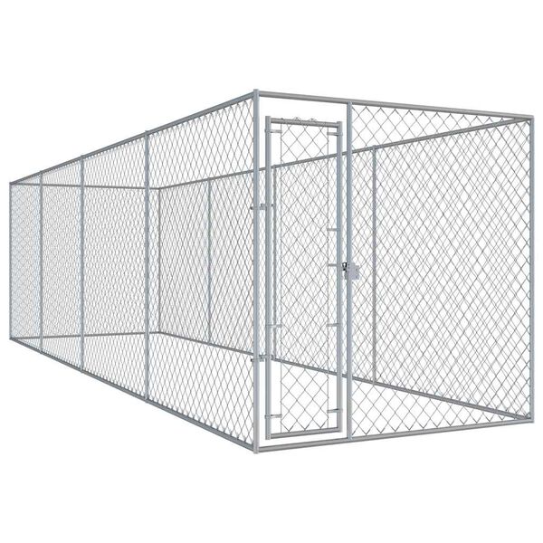 vidaXL Dog Kennel Silver Galvanized steel Extra Large