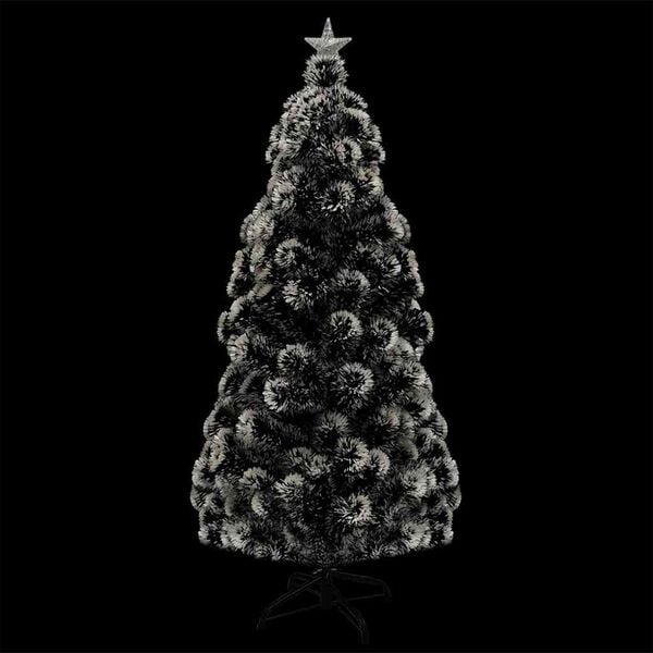 vidaXL Christmas Tree Green and White Fiber optic, steel, PVC 5 ft