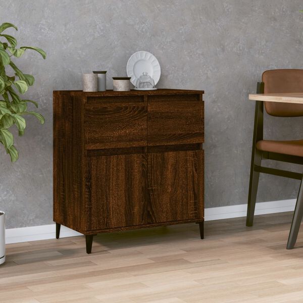 vidaXL Sideboard Brown oak Engineered wood, metal Medium Sideboard