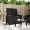 vidaXL Reclining Garden Bench Black Poly Rattan 2-seater