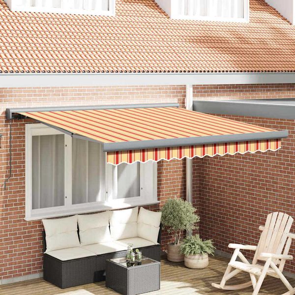 vidaXL Retractable Awning Yellow and Orange 137.80" x 98.43
