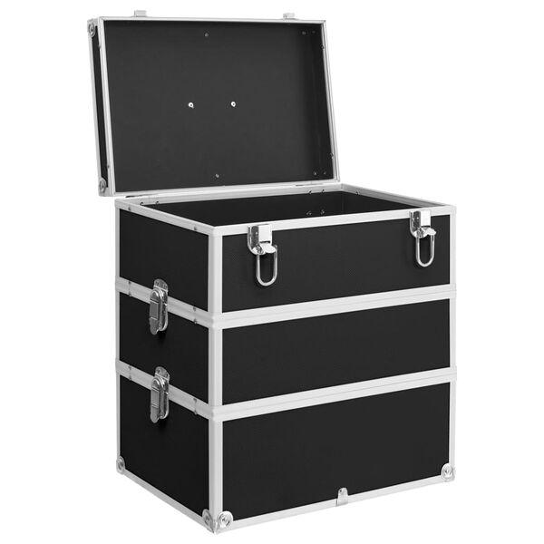 vidaXL Make-up Case 14.6"x9.4"x15.7" Black Aluminum