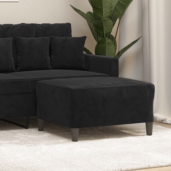vidaXL Footstool Black Velvet, plywood, foam 27.6 x 21.7 x 16.1 in