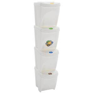 vidaXL Stackable Garbage Bin Boxes 4 pcs White 26.4 gal Polypropylene