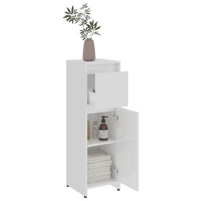 vidaXL Bathroom Cabinet High Gloss White 11.8"x11.8"x37.4" Engineered Wood