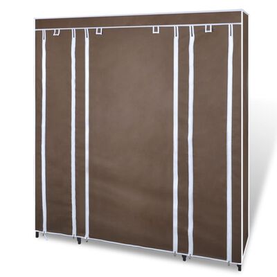 vidaXL Fabric Wardrobe with Compartments and Rods 17.7"x59"x69" Brown