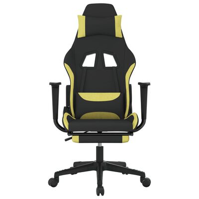 vidaXL Gaming Chair with Footrest Black and Light Green Fabric