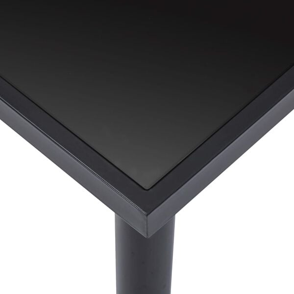 vidaXL Dining Table Black Tempered Glass, Powder-Coated Metal