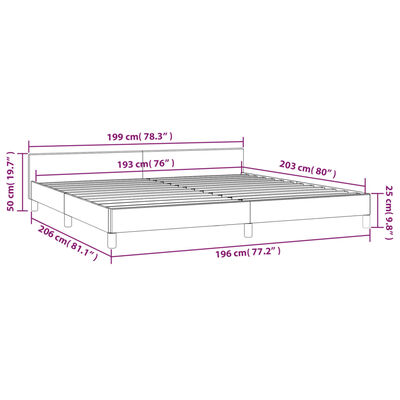 vidaXL Bed Frame with Headboard Dark Gray 76"x79.9" King Velvet