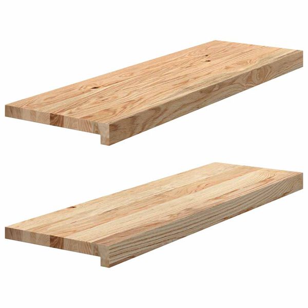vidaXL Stair Tread Set of 2 Oak Solid oak wood 31.5 x 11.8 x 0.8 in