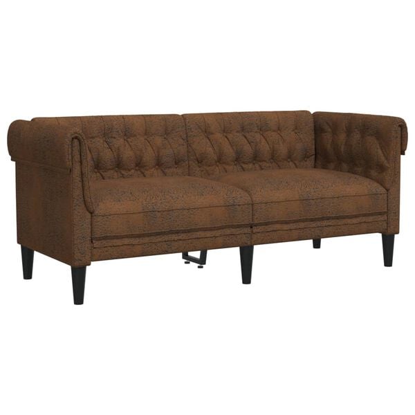 vidaXL Sofa Set Brown 100% polyester, plywood, solid wood, foam
