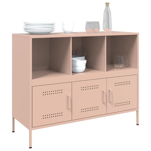 vidaXL Sideboard Pink Cold-rolled steel 39.4-59.1 in Adjustable Feet