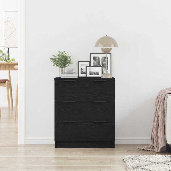 vidaXL Sideboard Black Oak 23.62 x 11.81 x 27.56 in Engineered Wood
