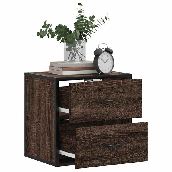 vidaXL Wall-mounted Bedside Cabinet Set of 2 Brown Oak