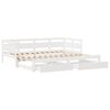 vidaXL Daybed With Trundle White Solid pine wood 31.5 x 79 in Extendable