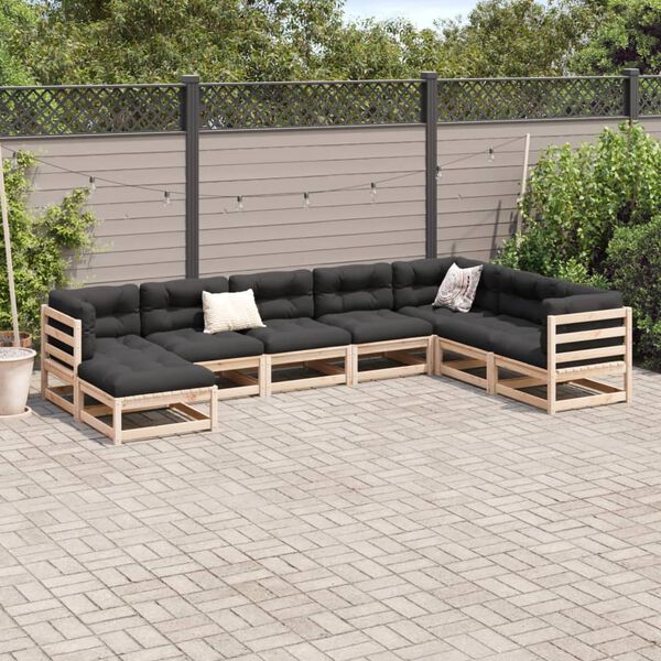 vidaXL Garden Sofa Set Natural wood Solid pine wood Large Modular