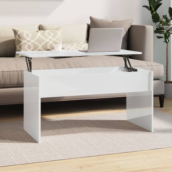 vidaXL Coffee Table High gloss white Engineered wood Medium