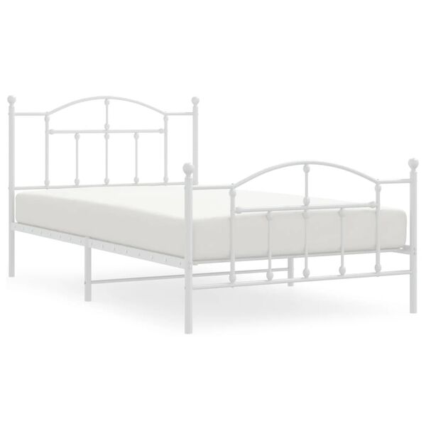 vidaXL Metal Bed Frame without Mattress with Footboard White 107 x 79.9 "