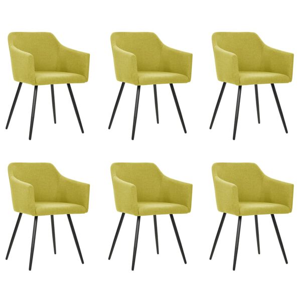 vidaXL Dining Chairs 6 pcs Green Fabric