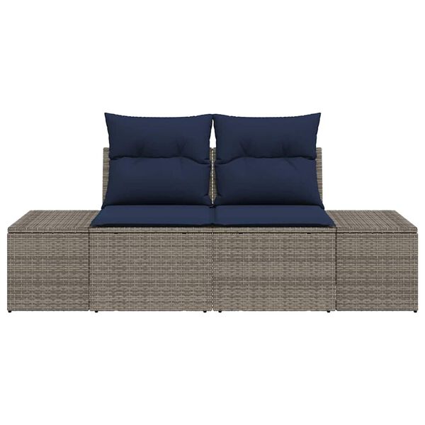 vidaXL Garden Sofa with Cushion Gray 184 x 62 x 85cm poly rattan